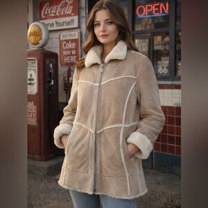 Vintage Massini Genuine Leather Shearling Coat | Oversized Small | Plush & Warm